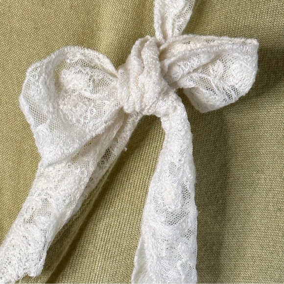 Anthropologie Moth Sweater S Smocked Lace Bow Rayon Wool Y2K vinta… - Picture 8 of 11